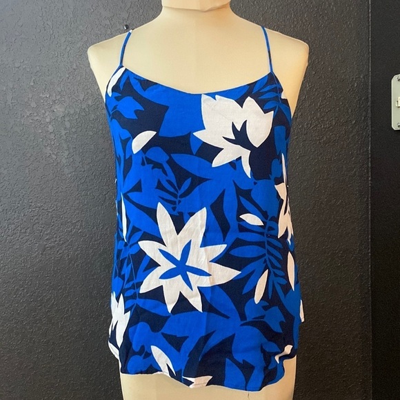 Ann Taylor Tops - ANN Taylor Loft blue floral‎ racer back flown tank top blouse